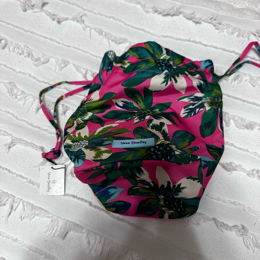 Vera Bradley Pink and Green Floral Ditty Bag